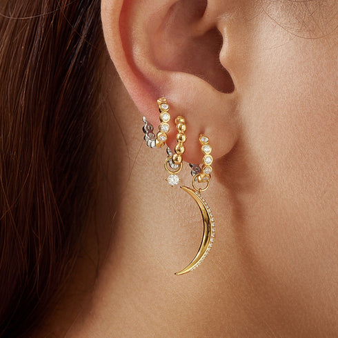 Gold Moon Pave Earring Charm