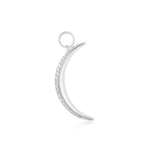 Silver Moon Pave Earring Charm