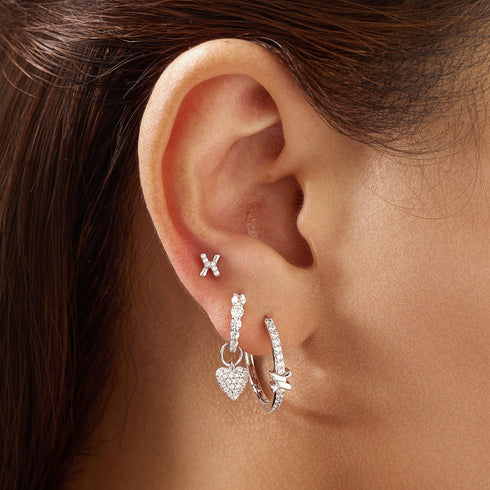 Silver Heart Pave Earring Charm