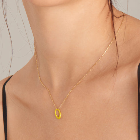 Neon Yellow Enamel Gold Twisted Pendant Necklace