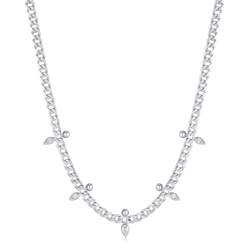 Silver Curb Chain Sparkle Point Necklace | Ania Haie Australia