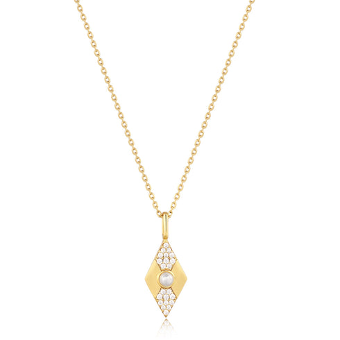 Gold Pearl Geometric Pendant Necklace | Ania Haie Australia