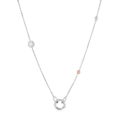 Silver Star Rose Quartz Charm Connector Necklace  | Ania Haie Australia