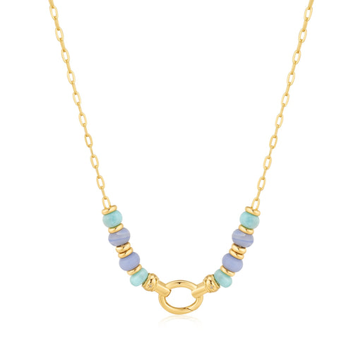 Gold Amazonite and Agate Charm Connector Necklace | Ania Haie Australia