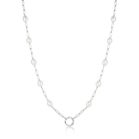 Silver Pearl Chain Charm Connector Necklace | Ania Haie Australia