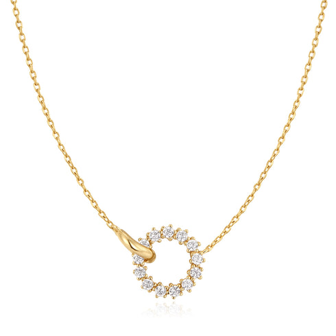 Gold Interlinked Circles Pave Necklace | Ania Haie Australia