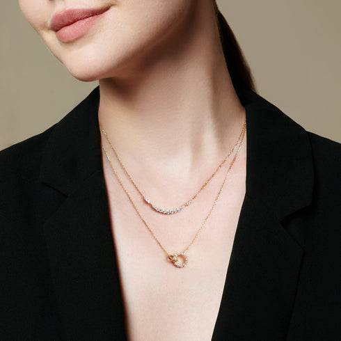 Gold Interlinked Circles Pave Necklace | Ania Haie Australia