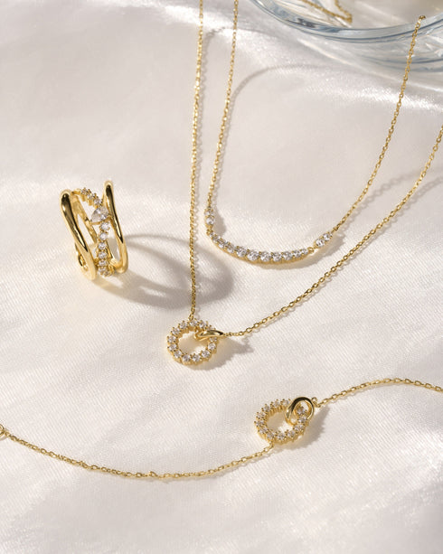 Gold Interlinked Circles Pave Necklace | Ania Haie Australia