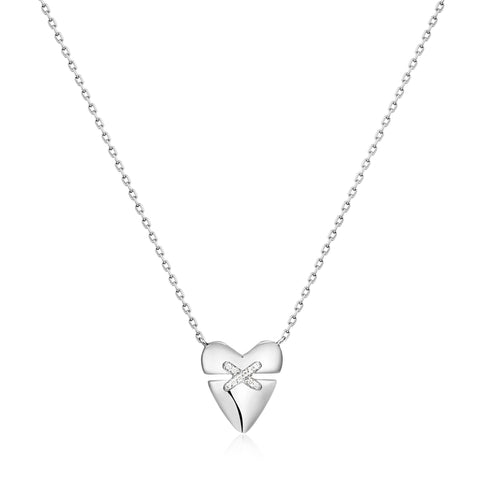 Silver Heart Kiss Pave Necklace | Ania Haie Australia