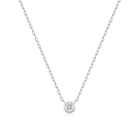 Silver Round Solitaire Cubic Zirconia Necklace