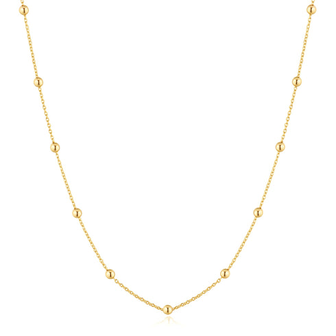 Gold Beaded Chain Necklace