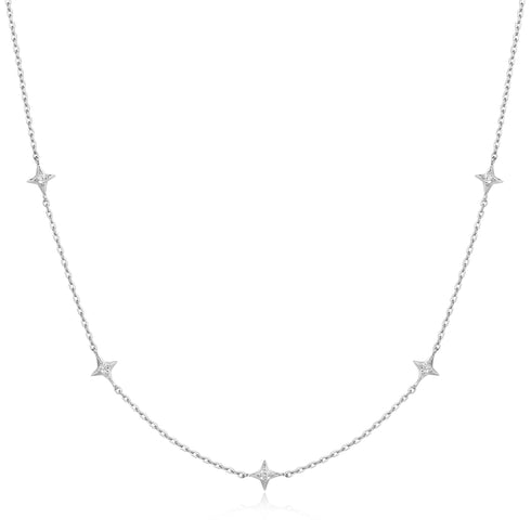 Silver Stars Station Necklace