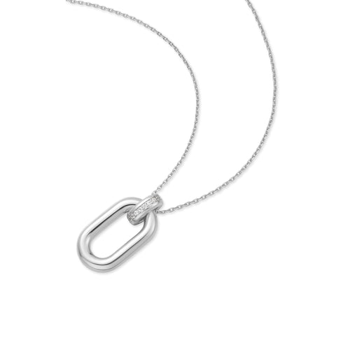 Silver Oval Hoop Pendant Necklace