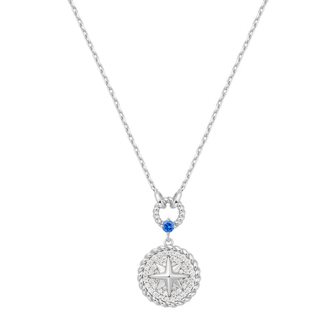 Silver Eight-Pointed Star Signet Necklace