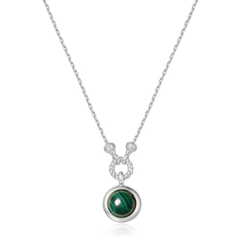 Silver Malachite Reversible Vacation Necklace