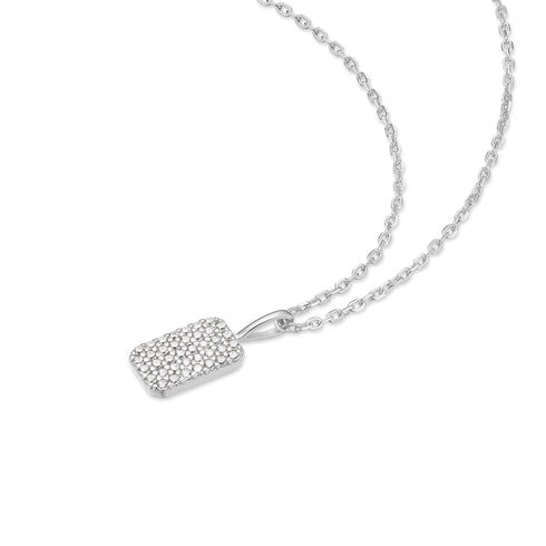 Silver Pave Pendant Necklace