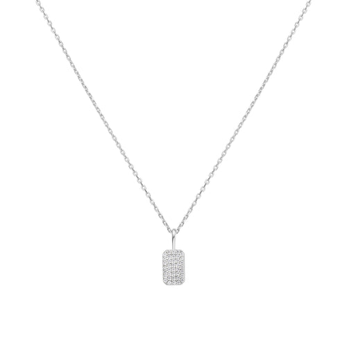 Silver Pave Pendant Necklace