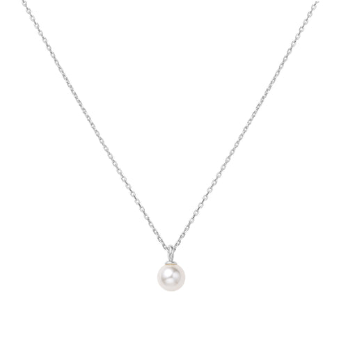 Silver Pearl Drop Pendant Necklace
