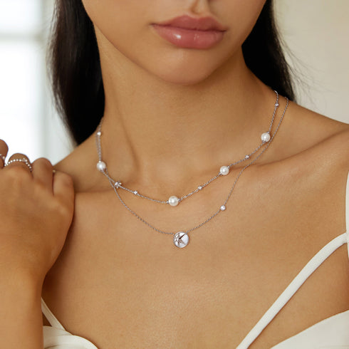 Silver Starry Mother of Pearl Necklace