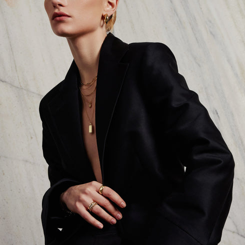 Gold Linked Locket Dangle Necklace