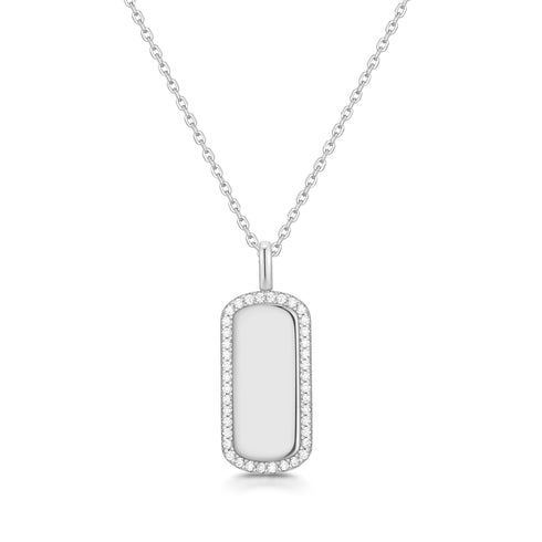 Silver Sparkling Tag Necklace