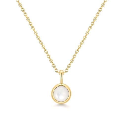 Gold Mother of Pearl Pendant Necklace