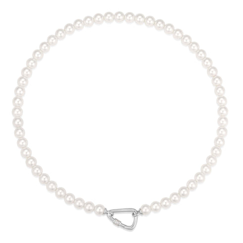 Silver Lobster Clasp Shell Pearl Necklace