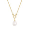 Gold Linked Shell Pearl Drop Pendant Necklace