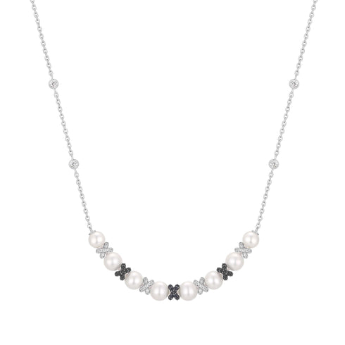 Two-Tone Sparkling Braided Shell Pearl Necklace