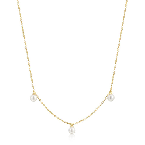 14kt Gold Plated Triple Shell Pearl Station Necklace | Ania Haie Australia