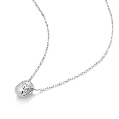 Silver Puffed Rivulet Pave Necklace