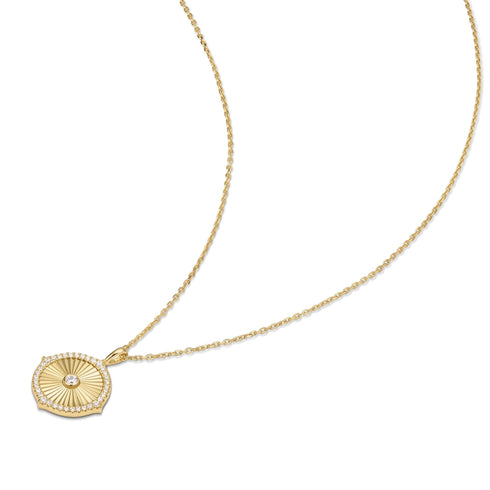Gold Diamond-Cut Sunny Disc Necklace