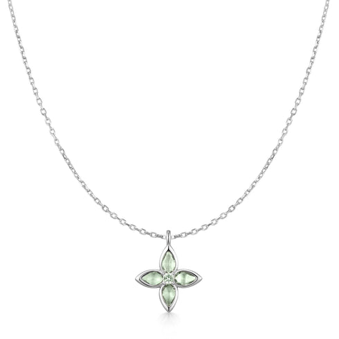 Silver Mint Green Lucky Clover Necklace