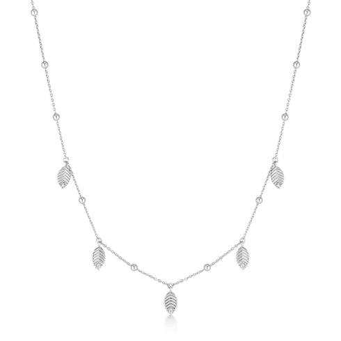 Silver Leaf Station Necklace
