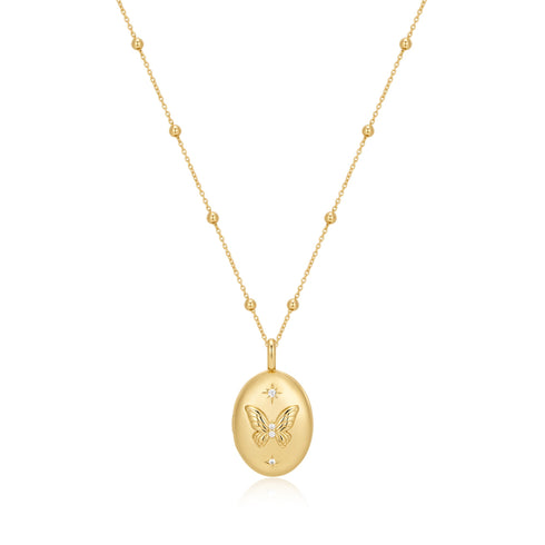 Gold Butterfly Locket Necklace