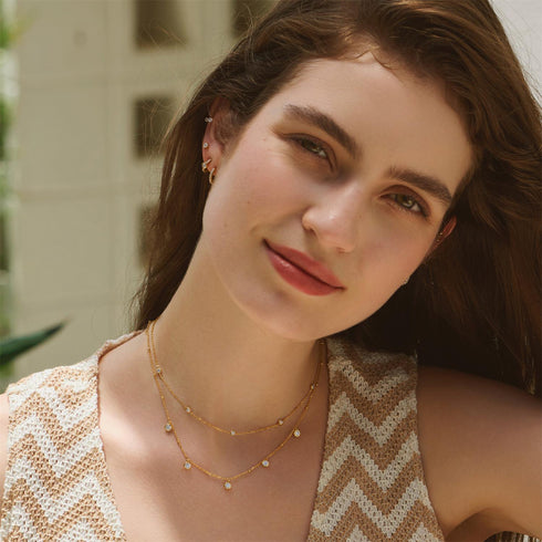 Gold Classic Bezel-Set Station Necklace