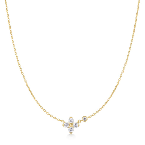 Gold Sparkling Lucky Clover Necklace