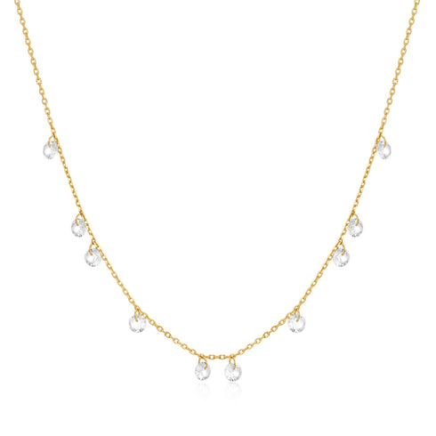Gold Droplet Station Necklace