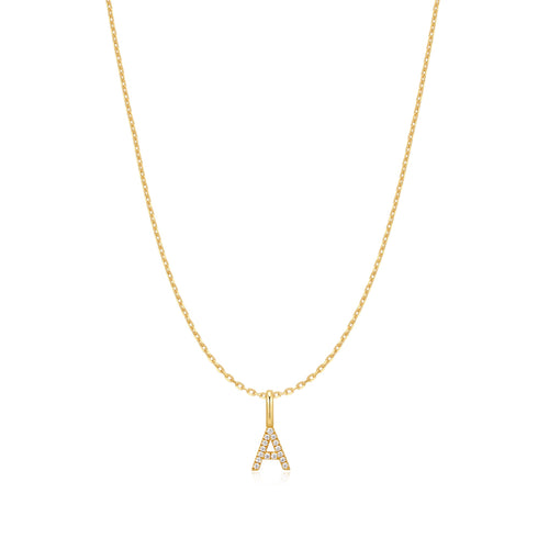 Gold Letter A Initial Necklace
