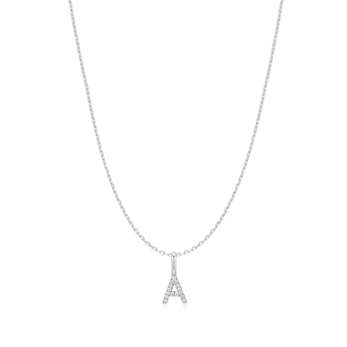 Silver Letter A Initial Necklace