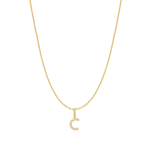 Gold Letter C Initial Necklace
