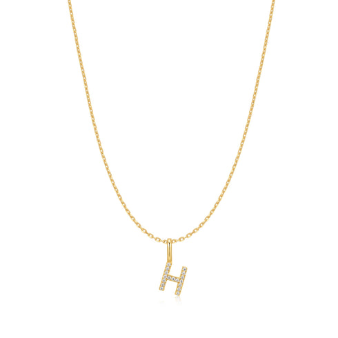 Gold Letter H Initial Necklace