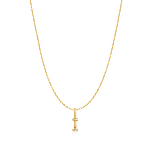Gold Letter I Initial Necklace