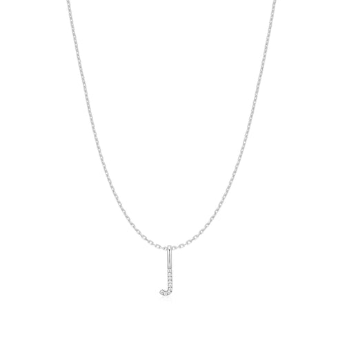 Silver Letter J Initial Necklace