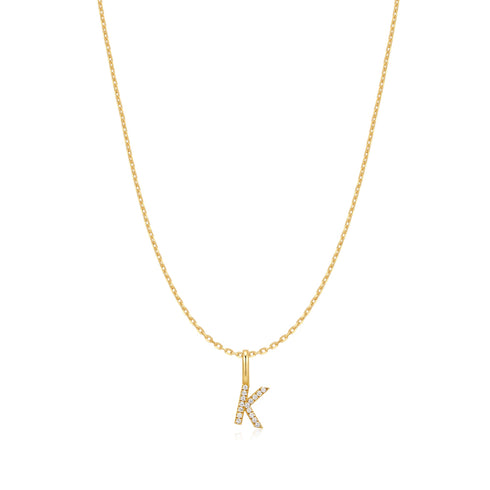Gold Letter K Initial Necklace