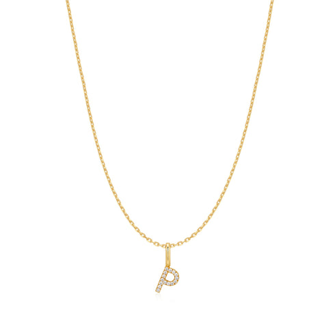 Gold Letter P Initial Necklace