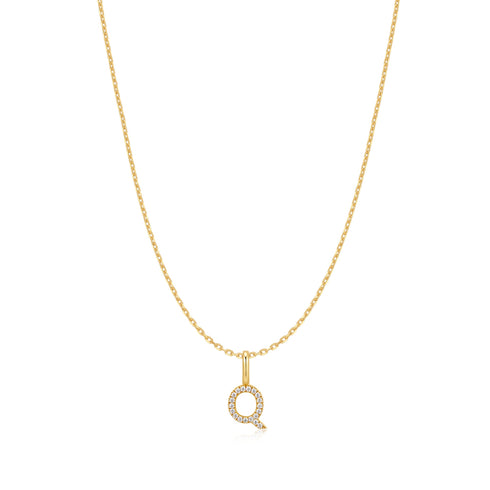 Gold Letter Q Initial Necklace