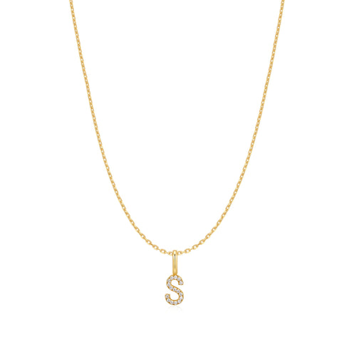 Gold Letter S Initial Necklace