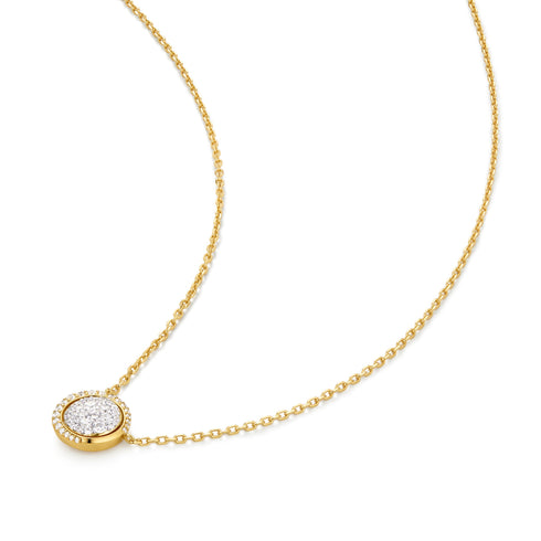 Gold Reversible Pave Moon Evil-Eye Necklace