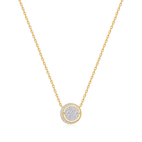 Gold Reversible Pave Moon Evil-Eye Necklace